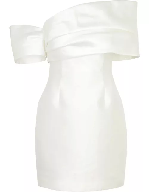 Solace London Edda Off-the-shoulder Satin Mini Dress - Cream - 8 (UK8 / S)