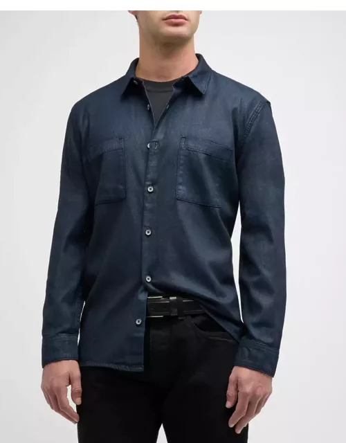 Men's Cole Coated Denim Button-Down Shirt