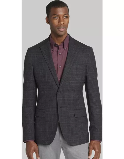 JoS. A. Bank Men's Traveler Collection Slim Fit Plaid Sportcoat, Light Grey, 44 Regular