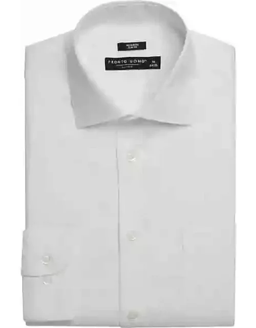 Pronto Uomo Men's Slim Fit Spread Collar Dress Shirt White