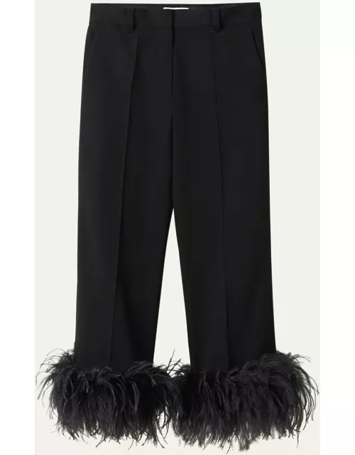 Cropped Feather-Cuff Pant