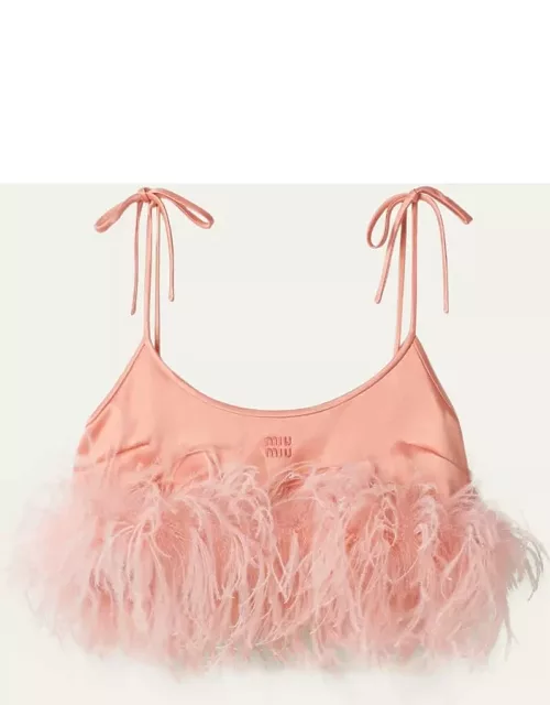 Cropped Tank Top With Feather