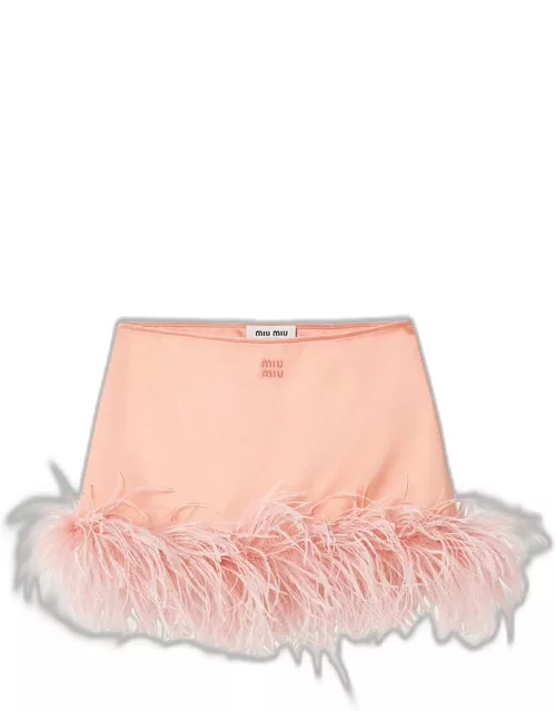 Feather-Trim Mini Skirt