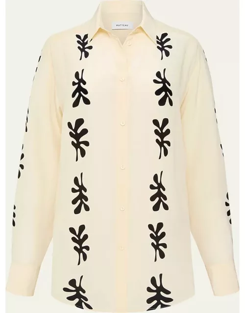 Fig Leaf Long-Sleeve Silk Shirt