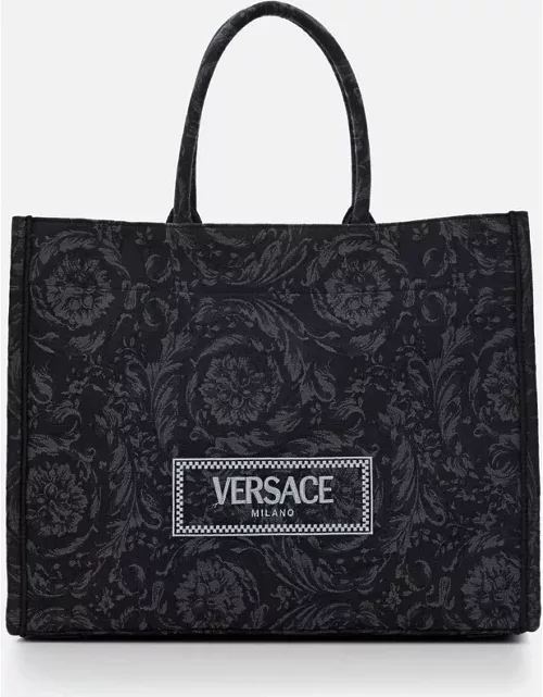 Versace Barocco Embroidery Extra Large Tote Bag Black TU