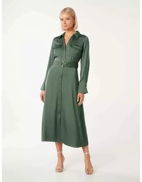 Forever New Women's Piper Shirt Dress in Stone Green