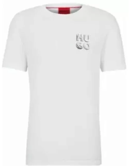 Cotton-jersey T-shirt with decorative reflective logo- White Men's T-Shirt