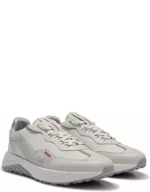 Mixed-material trainers with faux-leather trims- White Men's Sneaker