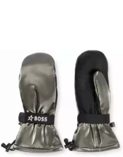 BOSS x Perfect Moment logo-strap ski gloves with leather facing- Light Grey Men's Glove