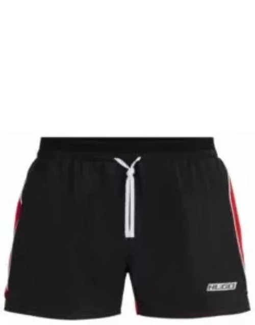 Fully lined swim shorts in quick-drying fabric- Black Men's Swim Short