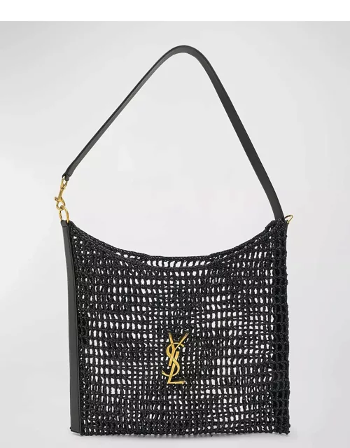 Oxalis YSL Monogram Shoulder Bag in Raffia with Bronze Hardware