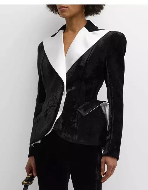 Structured Velvet Blazer Jacket