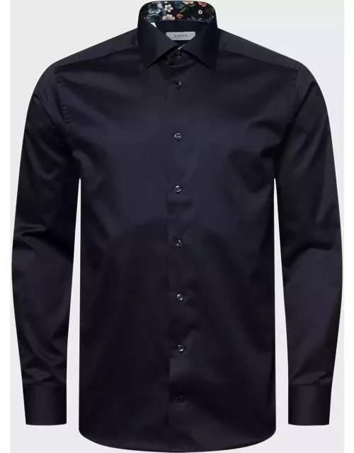 Men's Contemporary Fit Twill Shirt with Floral Detail