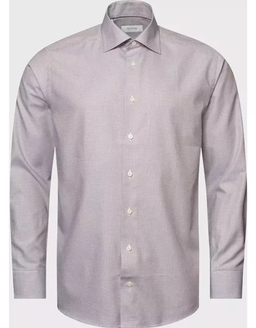 Men's Contemporary Fit Houndstooth Cotton Tencel Shirt