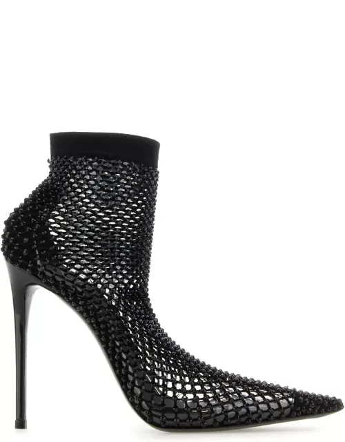 Le Silla Black Mesh Gilda Ankle Boot