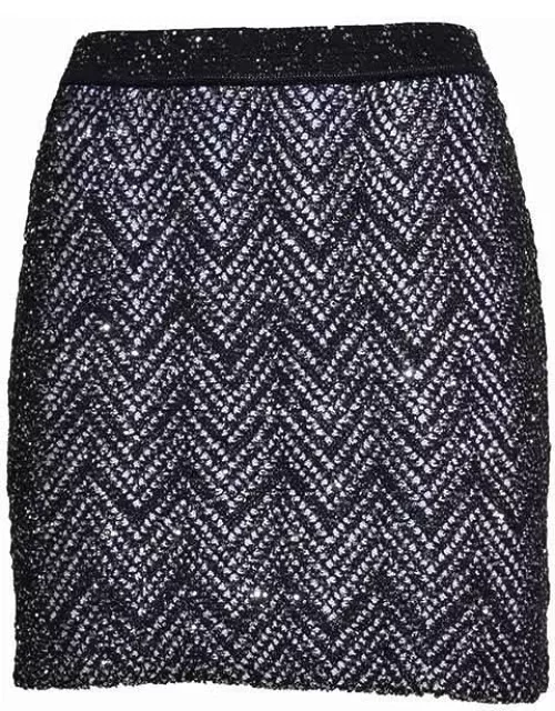Missoni Zigzag Woven-designed Sequin-embellished Mini Skirt