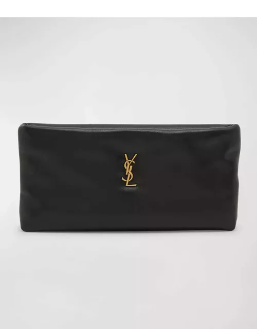 Calypso Ziptop YSL Clutch Bag in Smooth Padded Leather