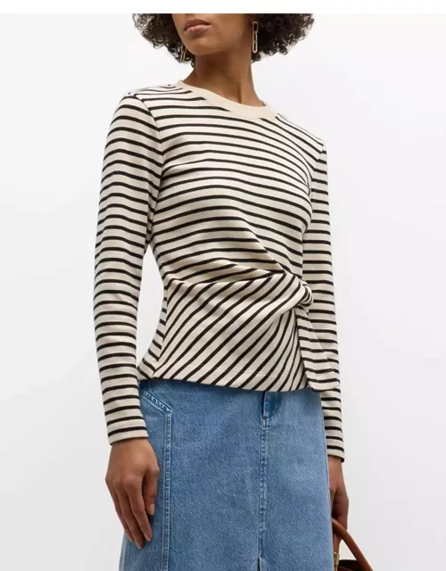 Carlita Twisted Stripe Organic Cotton Long-Sleeve Top
