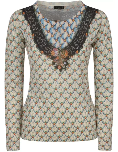 Etro All-over Floral Printed Knitted Top