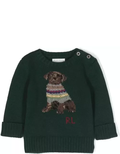 Ralph Lauren Agate Moss Crew Neck Sweater With Dog