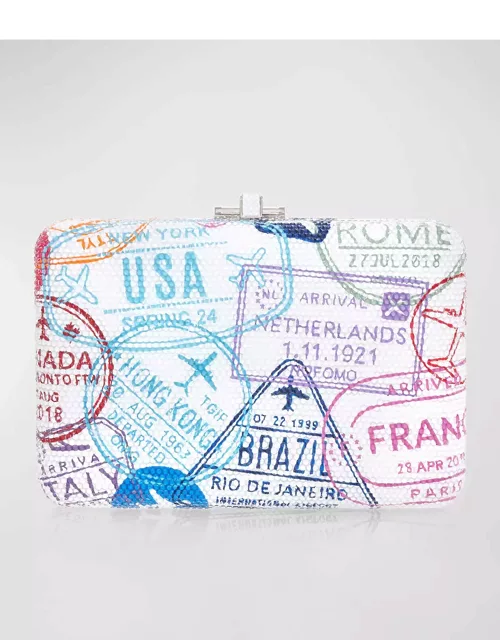 Passport Stamps Crystal Clutch Bag
