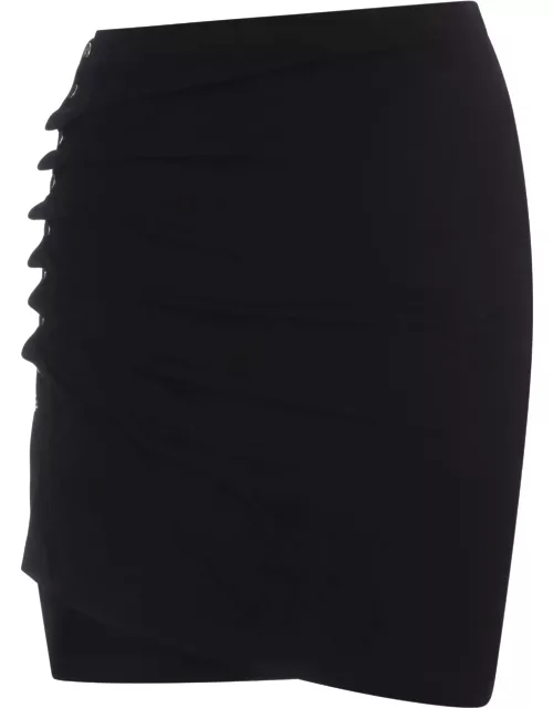 Paco Rabanne Black Stretch Jersey Pleated Mini Skirt