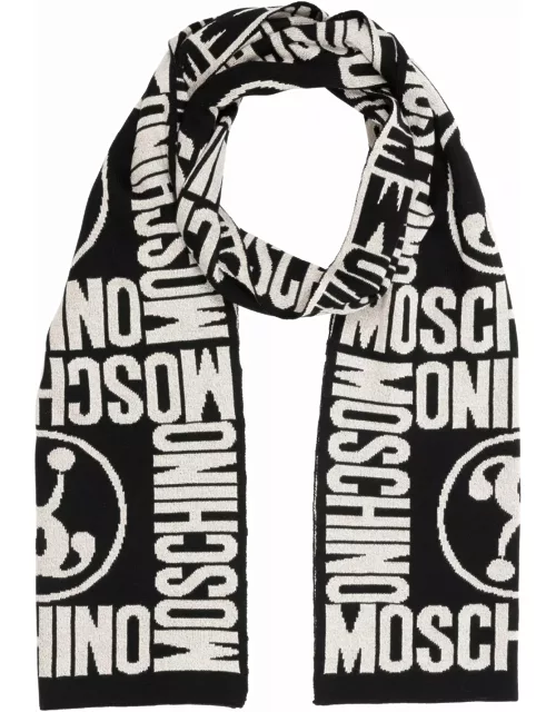 Moschino Double Question Mark Wool Wool Scarf