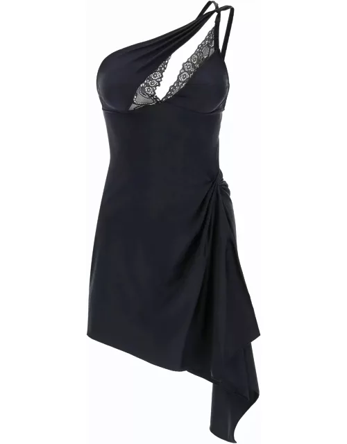 Coperni Asymmetrical Mini Dress With Lace Inserts Dres