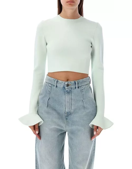 J.W. Anderson Ruffle Detailed Ribbed Cropped Top