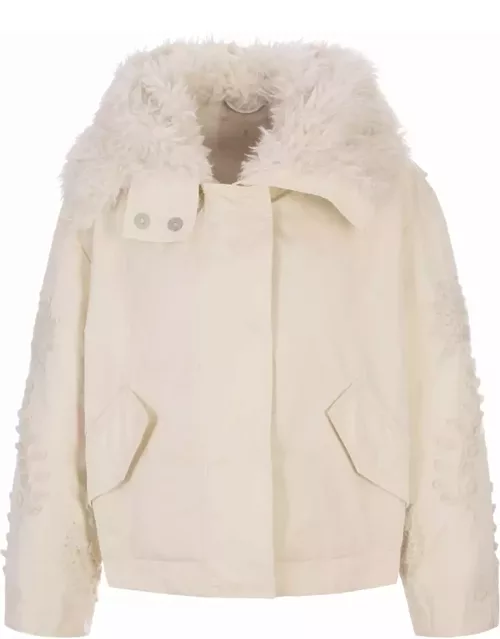 Ermanno Scervino White Jacket With Embroidery On Sleeve