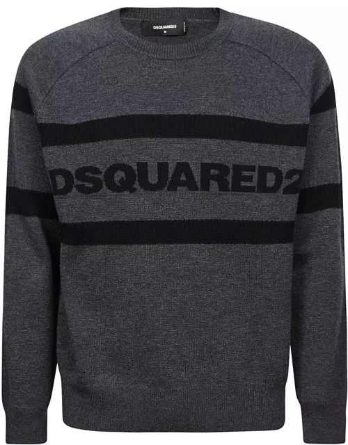 Dsquared2 Logo Intarsia Crewneck Knitted Sweater