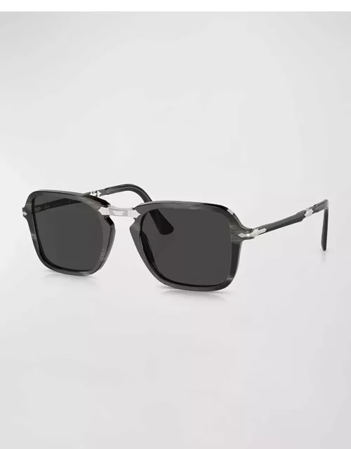 Men's Foldable Acetate Rectangle Sunglasse