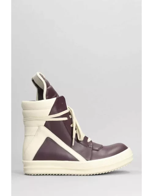 Rick Owens Geobasket Sneakers In Viola Leather