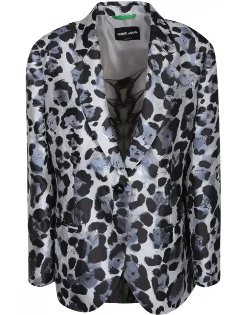 Giorgio Armani Leopard Printed Single-breasted Blazer