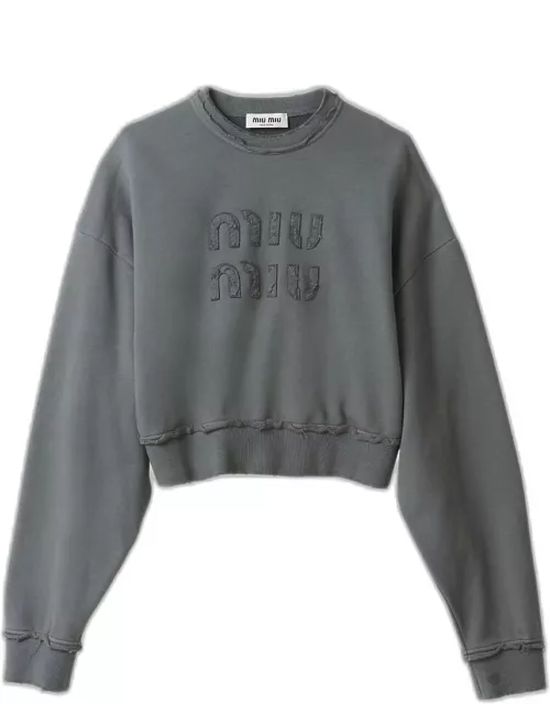 Raw Edge Logo-Embroidered Cotton Sweatshirt