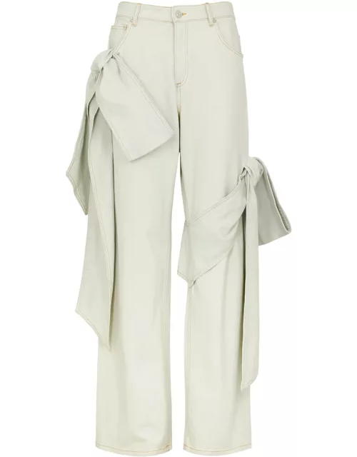 Blumarine Bow-embellished Wide-leg Jeans - Off White - 40 (UK8 / S)