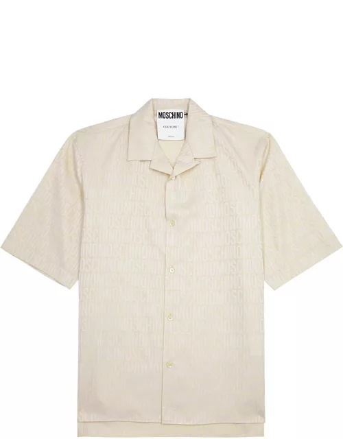 Moschino Logo-jacquard Cotton Shirt - Beige - 39 (IT39/ UK5)