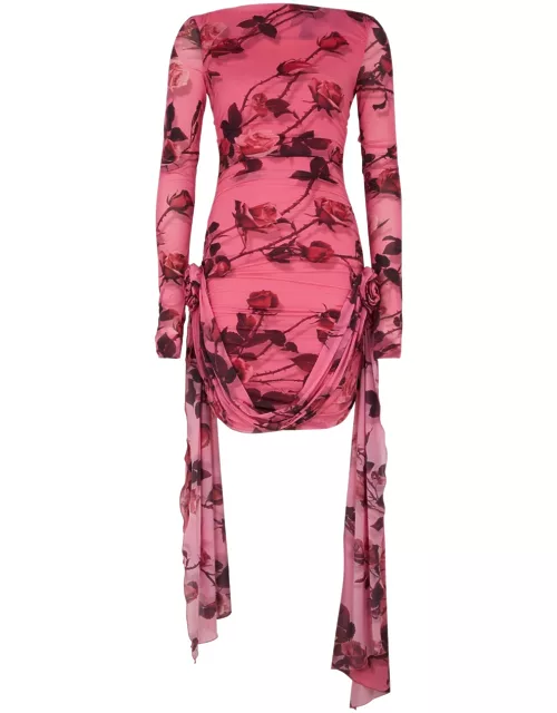 Blumarine Floral-print Stretch-jersey Mini Dress - Pink - 40 (UK8 / S)