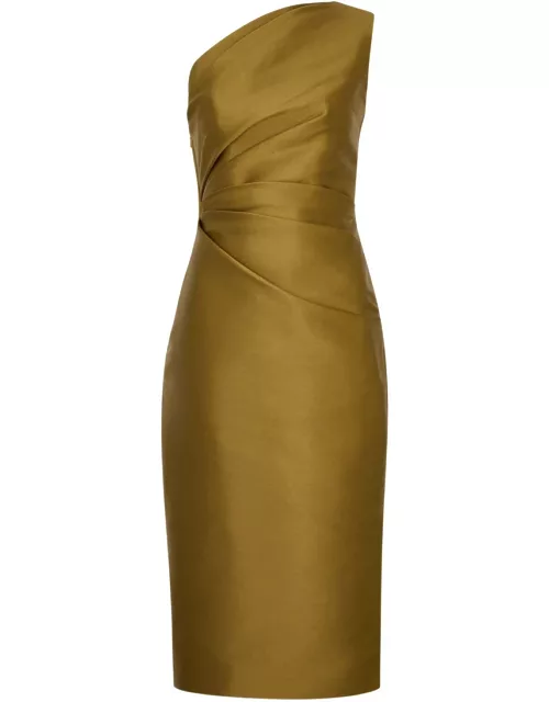 Solace London Orla One-shoulder Satin Midi Dress - Gold - 10 (UK10 / S)