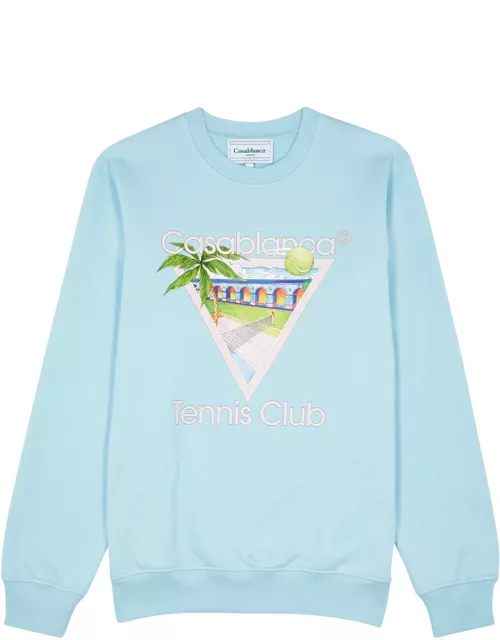 Casablanca Tennis Club Icon Printed Cotton Sweatshirt - Blue