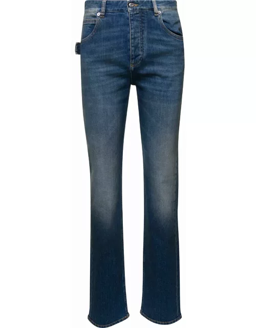 Bottega Veneta Five-pocket Style Jeans With Logo Patch In Cotton Deni