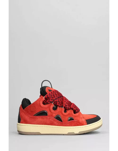 Lanvin Curb Sneakers In Red Suede