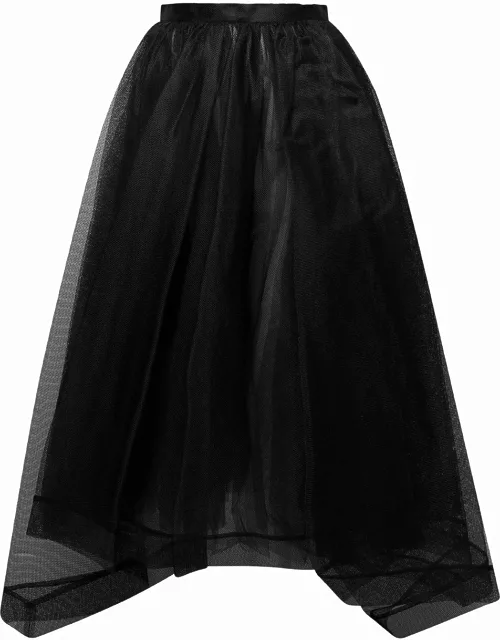 Alexander McQueen Midi Black Round Skirt In Paris Net Woman