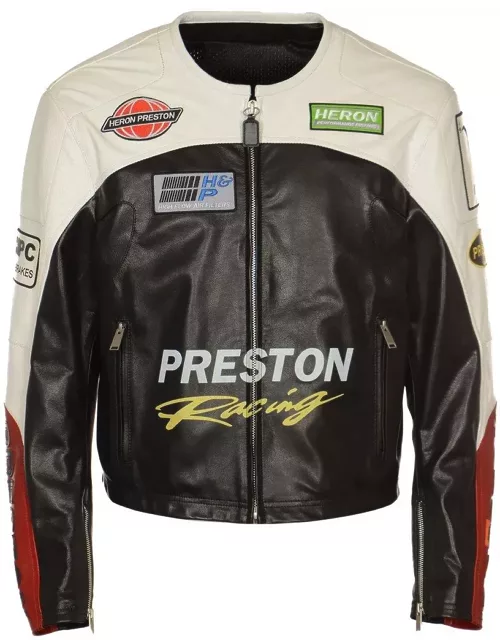 HERON PRESTON Moto Patches Leather Jacket