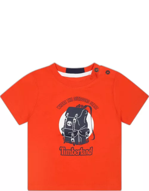 Timberland T-shirt Orange Pour Bébé Garçon Avec Logo