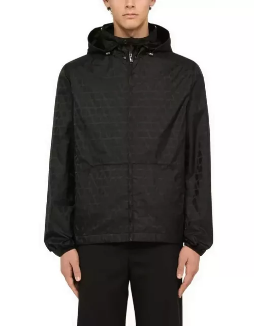 Black nylon jacket with Toile Iconographe motif