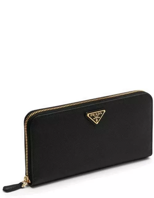 Black and gold zip around wallet