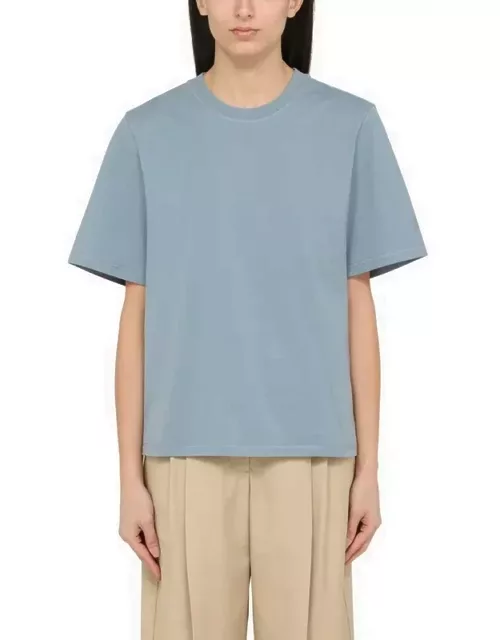 Large round-neck blue T-shirt in organic cotton