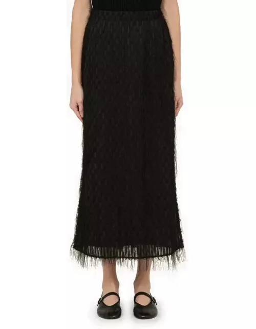 Black long skirt with frayed effect
