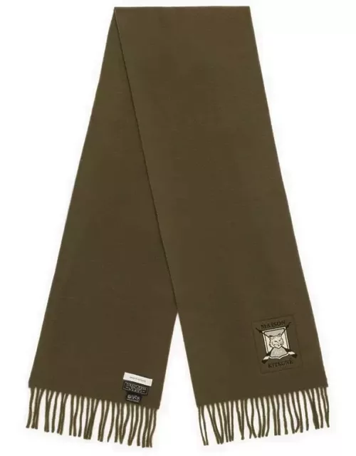 Khaki virgin wool scarf
